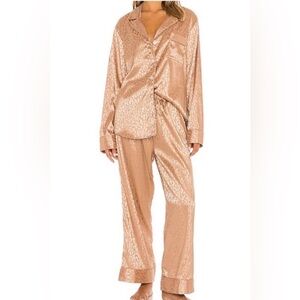 Show Me Your Mumu - Statin Leopard-Print Pajama Set - Champagne - size M